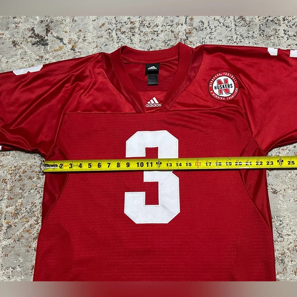 ADIDAS NEBRASKA CORN HUSKERS red Football Jersey #3 size Medium oversized fit